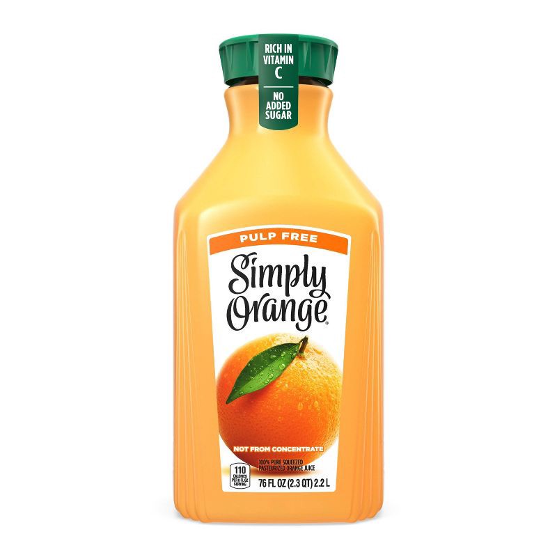 slide 1 of 6, Simply Beverages Orange Pulp Free Juice - 76 fl oz, 76 fl oz