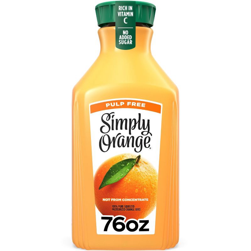 slide 1 of 6, Simply Beverages Orange Pulp Free Juice - 76 fl oz, 76 fl oz