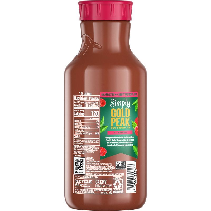 slide 4 of 8, Simply Beverages Gold Peak Tea and Raspberry - 52 fl oz, 52 fl oz