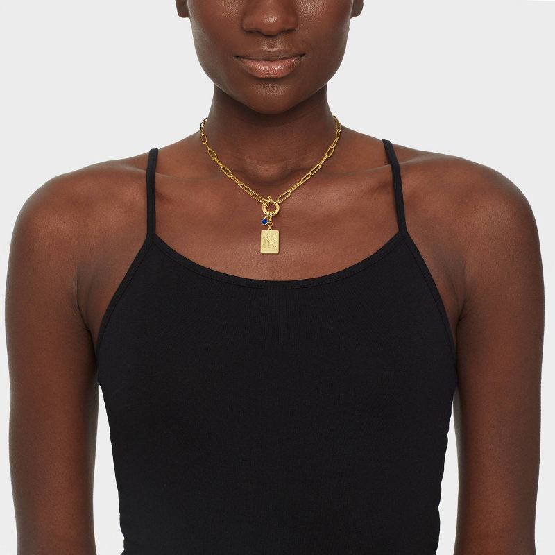 slide 2 of 4, Bijoux Sport by Luv Aj MLB Gold Dog Tag Cubic Zirconia Charm Necklace - New York Yankees: Brass Chain, 16" Length, 1 ct