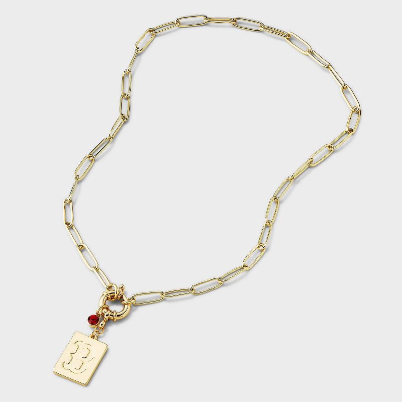 slide 3 of 4, Bijoux Sport by Luv Aj MLB Gold Dog Tag Cubic Zirconia Charm Necklace - Boston Red Sox: Brass Chain, Lobster Claw Clasp, 16" Length, 1 ct