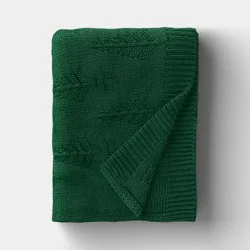 Tree Knit Throw Blanket Dark Green - Threshold™