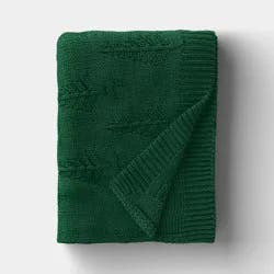 Tree Knit Throw Blanket Dark Green - Threshold™