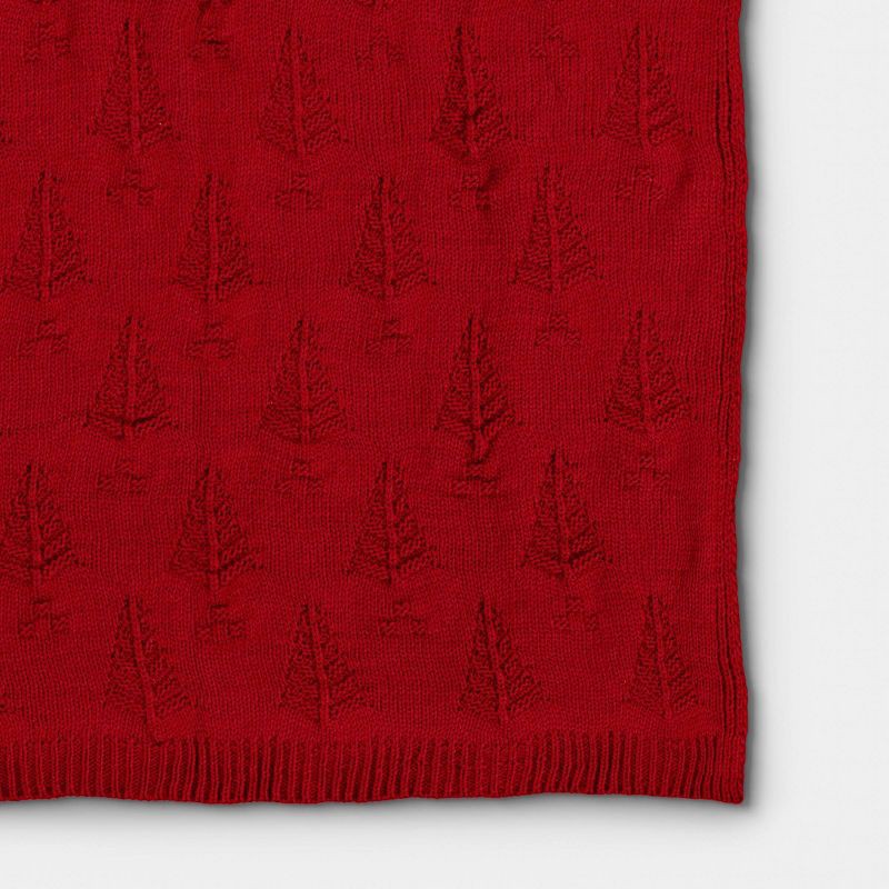 slide 4 of 5, Tree Knit Throw Blanket Red - Threshold™, 1 ct