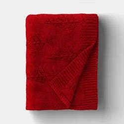 Tree Knit Throw Blanket Red - Threshold™