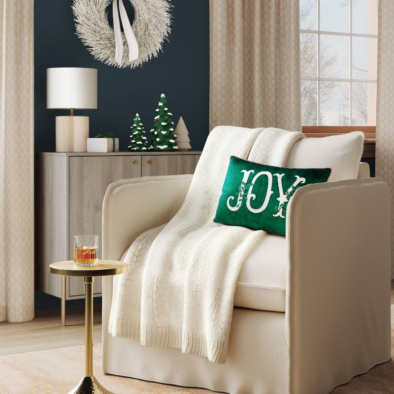 slide 2 of 5, Tree Knit Throw Blanket Ivory - Threshold™, 1 ct