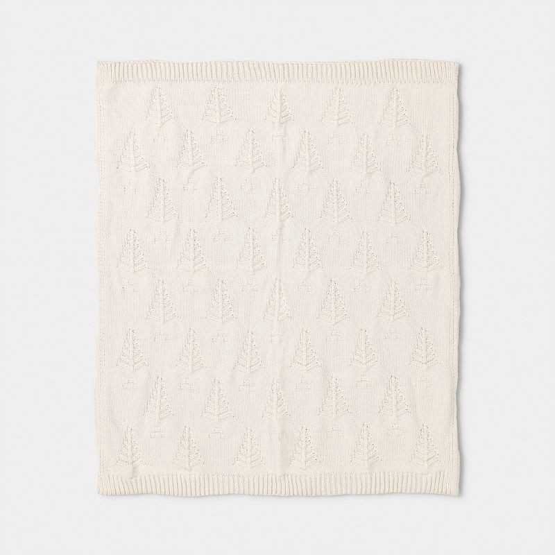 slide 3 of 5, Tree Knit Throw Blanket Ivory - Threshold™, 1 ct