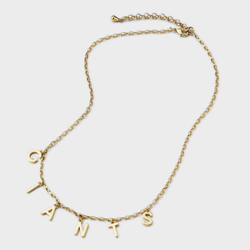 slide 3 of 4, Bijoux Sport by Luv Aj MLB Gold Charm Cubic Zirconia Letter Necklace - San Francisco Giants: Brass Chain, 16" Length, 1 ct
