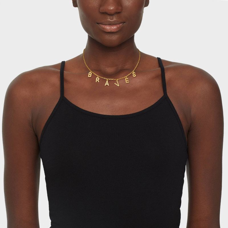 slide 2 of 4, Bijoux Sport by Luv Aj MLB Gold Cubic Zirconia Charm Letter Necklace - Atlanta Braves: Brass Chain, 16" Length, 1 ct