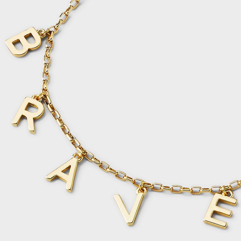 slide 4 of 4, Bijoux Sport by Luv Aj MLB Gold Cubic Zirconia Charm Letter Necklace - Atlanta Braves: Brass Chain, 16" Length, 1 ct