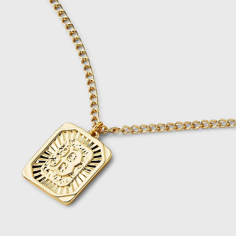 slide 4 of 4, Bijoux Sport by Luv Aj MLB Gold Logo Dog Tag Pendant Necklace - Boston Red Sox: Brass Chain, 16" Length, 1 ct