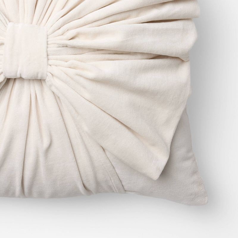 slide 3 of 4, Threshold designed w/Studio McGee 20"x20" Velvet Bow Throw Pillow Cream - Threshold™ designed with Studio McGee, 1 ct