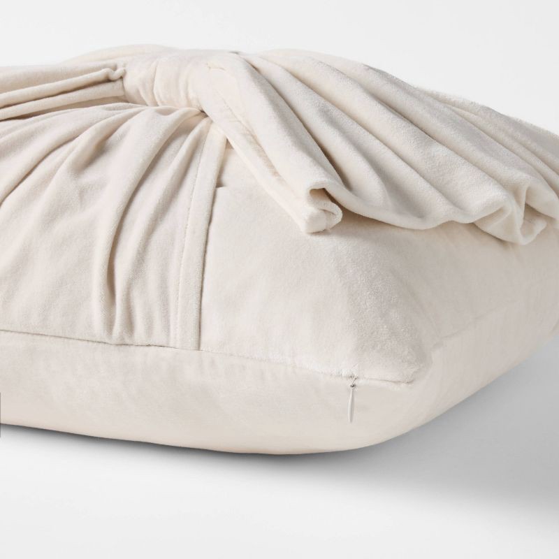 slide 4 of 4, Threshold designed w/Studio McGee 20"x20" Velvet Bow Throw Pillow Cream - Threshold™ designed with Studio McGee, 1 ct