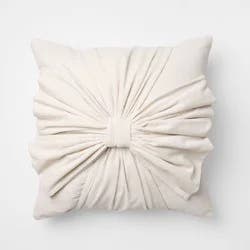 Threshold designed w/Studio McGee 20"x20" Velvet Bow Throw Pillow Cream - Threshold™ designed with Studio McGee