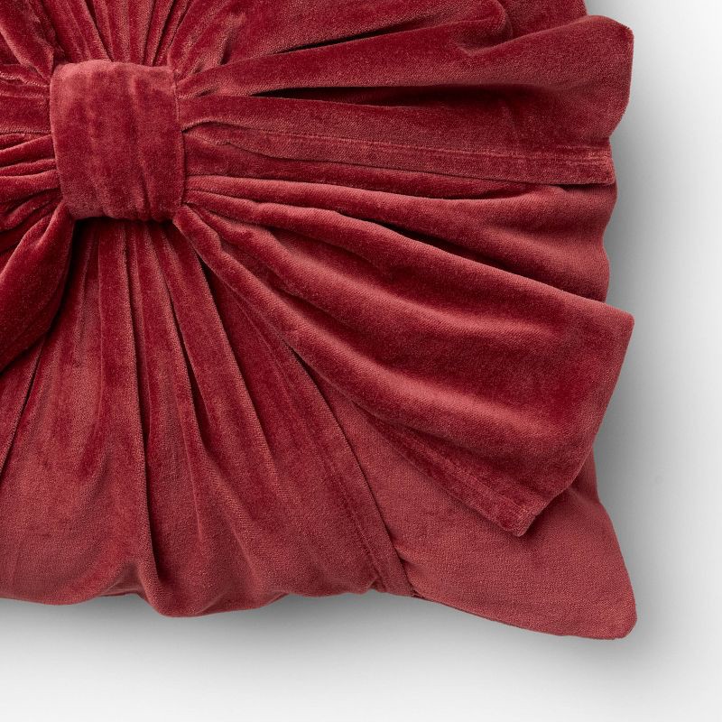 slide 3 of 4, Threshold designed w/Studio McGee 20"x20" Velvet Bow Throw Pillow Burgundy -Threshold™ designed with Studio McGee, 1 ct