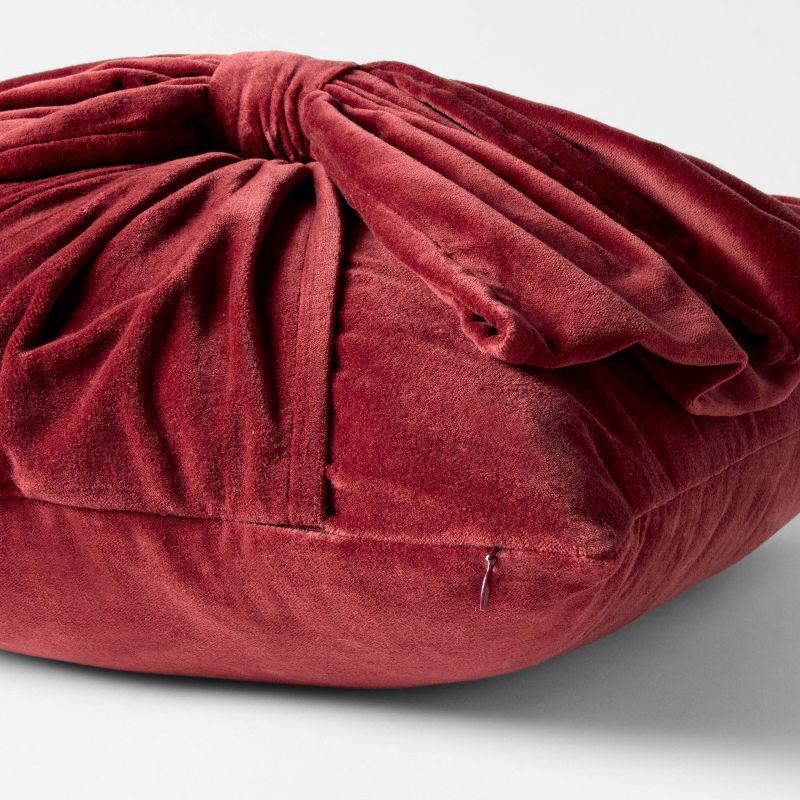 slide 4 of 4, Threshold designed w/Studio McGee 20"x20" Velvet Bow Throw Pillow Burgundy -Threshold™ designed with Studio McGee, 1 ct