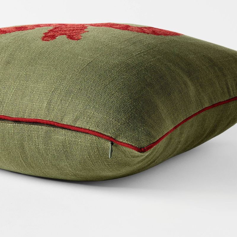 slide 4 of 4, Threshold designed w/Studio McGee 20"x20" Dark Green with Red Bow Pillow - Threshold™ designed with Studio McGee, 1 ct
