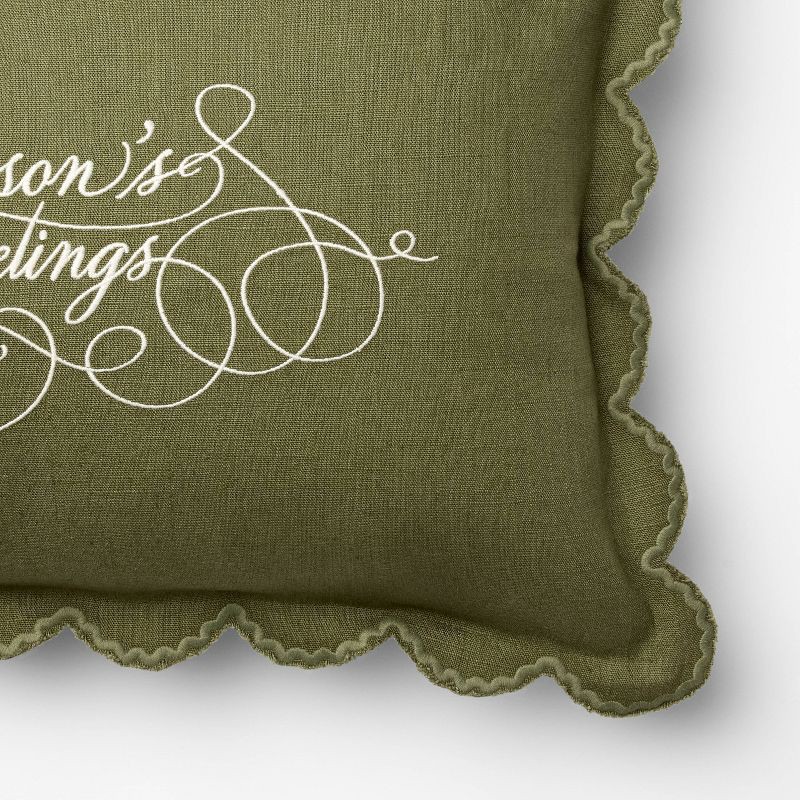 slide 3 of 4, Threshold designed w/Studio McGee 14"x20" Embroidered Season's Greetings Pillow Green - Threshold™ designed with Studio McGee, 1 ct