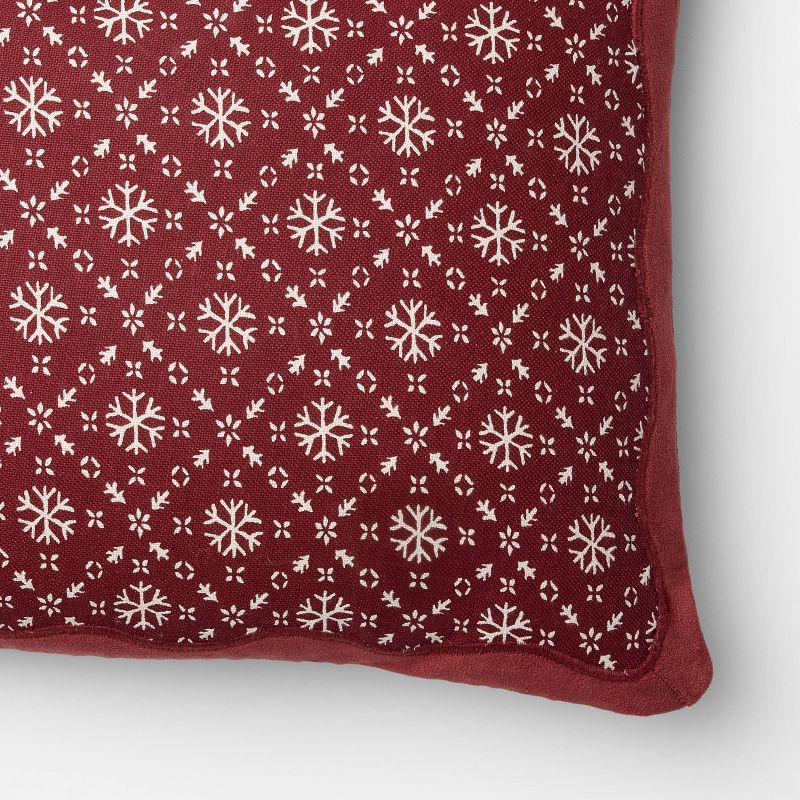 slide 3 of 4, Threshold designed w/Studio McGee 14"x20" Velvet with Snowflake Pillow Burgundy- Threshold™ designed with Studio McGee, 1 ct