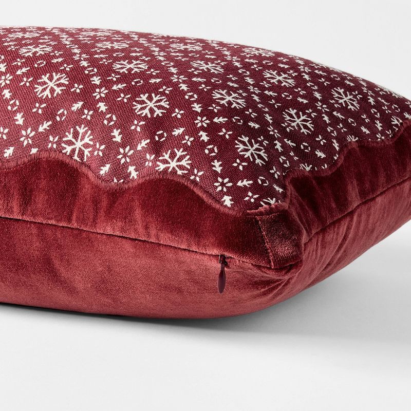 slide 4 of 4, Threshold designed w/Studio McGee 14"x20" Velvet with Snowflake Pillow Burgundy- Threshold™ designed with Studio McGee, 1 ct