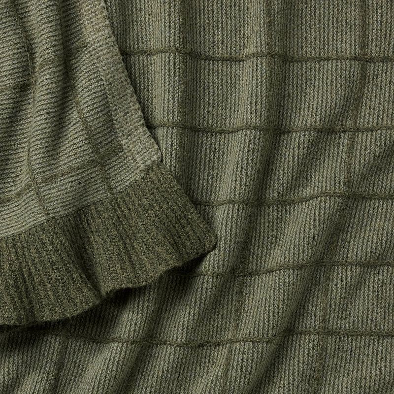 slide 3 of 3, Threshold designed w/Studio McGee 50"x60" Windowpane Plaid with Ruffle Throw Blanket Green - Threshold™ designed with Studio McGee, 1 ct