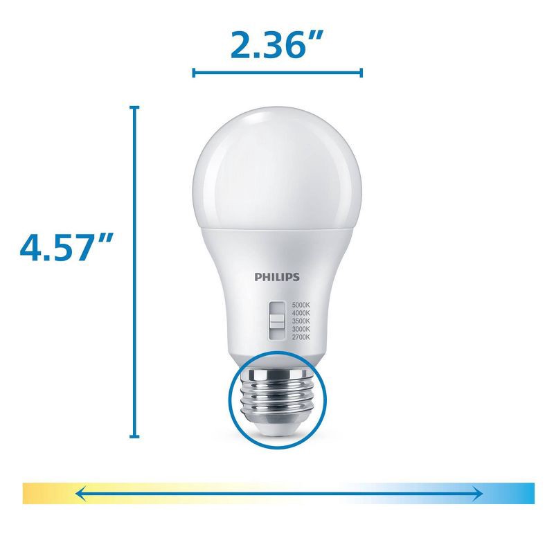 slide 2 of 7, Philips 2pk 75W A19 LED Multi-CCT Dip Switch, 2 ct