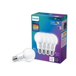 Philips 4pk 40W A19 LED Multi-CCT Dip Switch