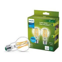 Philips 2pk 100W A19 Ultra Efficient Daylight Clear Light Bulbs