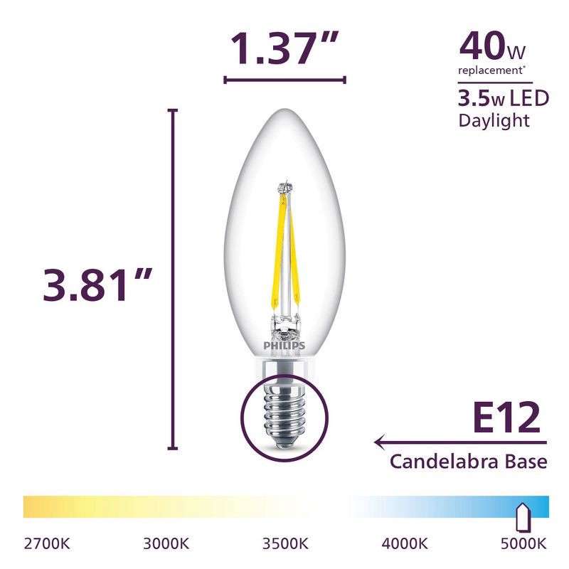 slide 3 of 9, Philips Ultra Definition 40W Clear Daylight B11 E12 3P, 1 ct