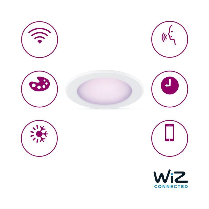 slide 4 of 8, Philips Smart Wi-Fi 85W 6'' Recessed Downlight 1P: E26 Base, Smart Color and Tunable White, Voice Control, Dimmable, 1 ct