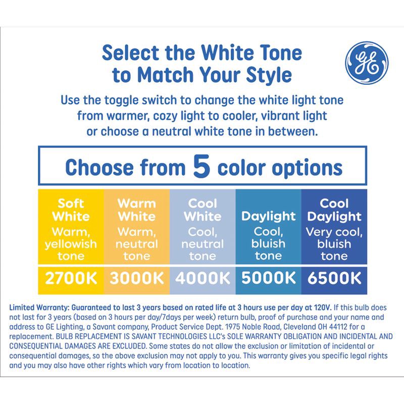 slide 3 of 3, GE Household Lighting GE 2pk 100W LED 5 CCT Aline, 2 ct