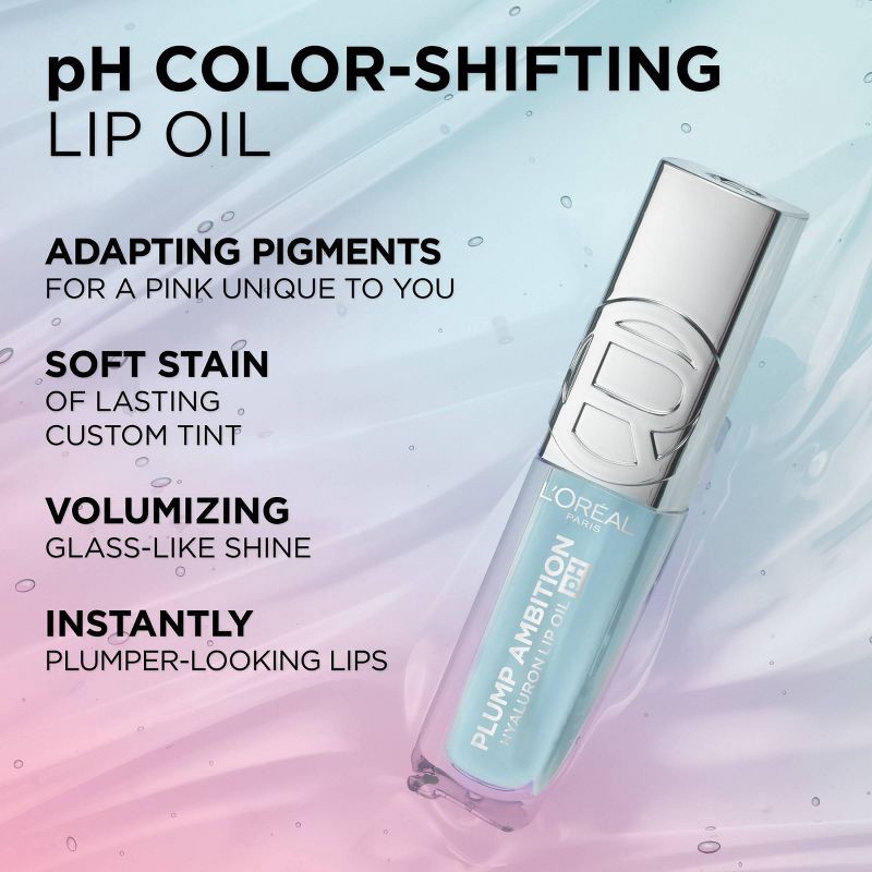 slide 5 of 12, L'Oreal Paris Plump Ambition Hyaluron pH Lip Oil Plumping Lip Gloss - pH Coral - 0.16 fl oz, 0.16 fl oz