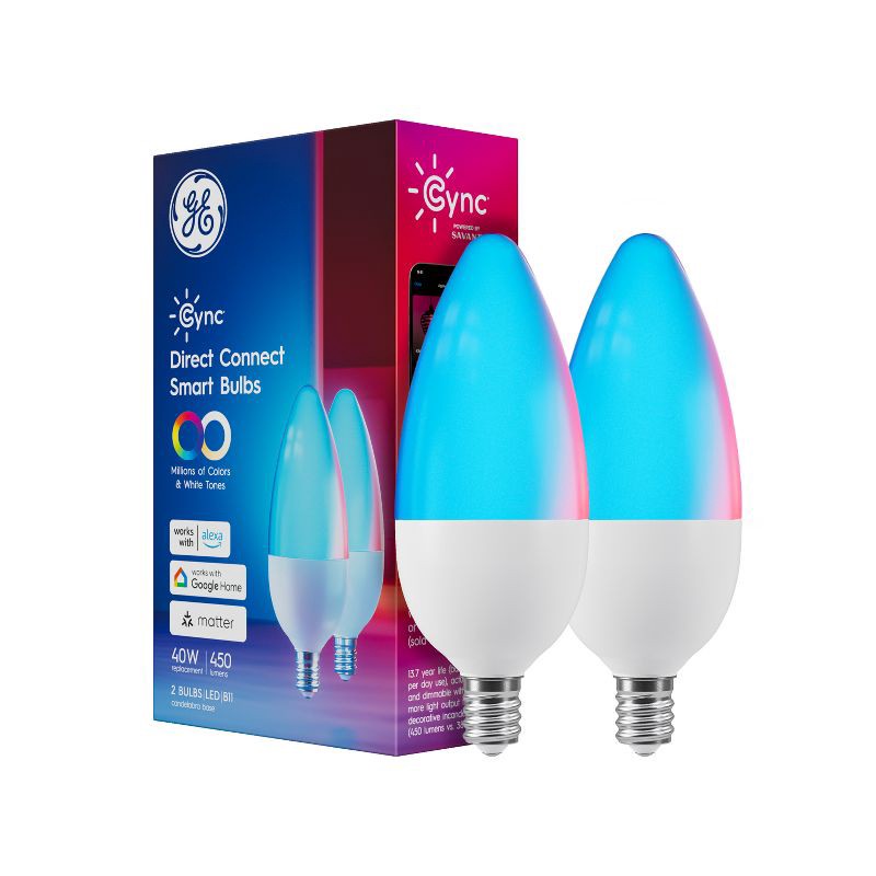 slide 1 of 7, GE Household Lighting GE 2pk CYNC Full Color Decorative BC, 2 ct