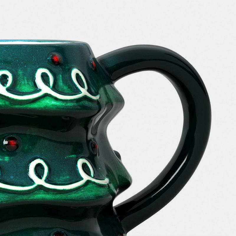 slide 4 of 4, 10 fl oz Stoneware Christmas Tree Figural Lid Coaster Mug - Wondershop™, 10 fl oz