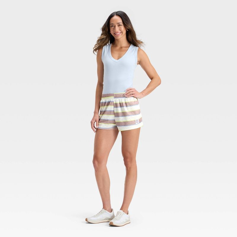 slide 3 of 4, Grayson Threads Women's Striped Mesh Graphic Shorts - XS, 1 ct