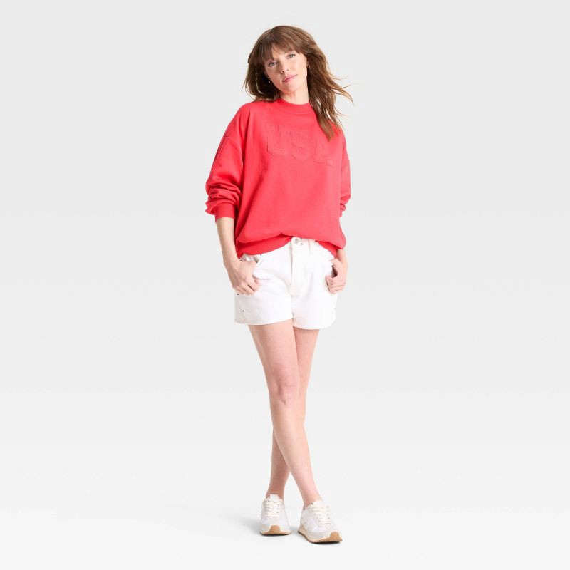 slide 3 of 3, Special Thanks Women's USA Graphic Sweatshirt - Red S, 1 ct