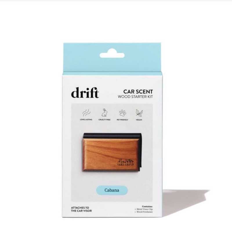 slide 1 of 1, Drift Co Car Wood Air Freshener Car Odor Eliminator Cabana Scent Starter Kit, 1 ct