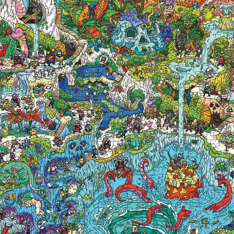 slide 3 of 6, Magic Puzzle Company The Peckish Pirates Jigsaw Puzzle - 1000pc: Paper Collage, Boost Memory & Motor Skills, 1000 ct