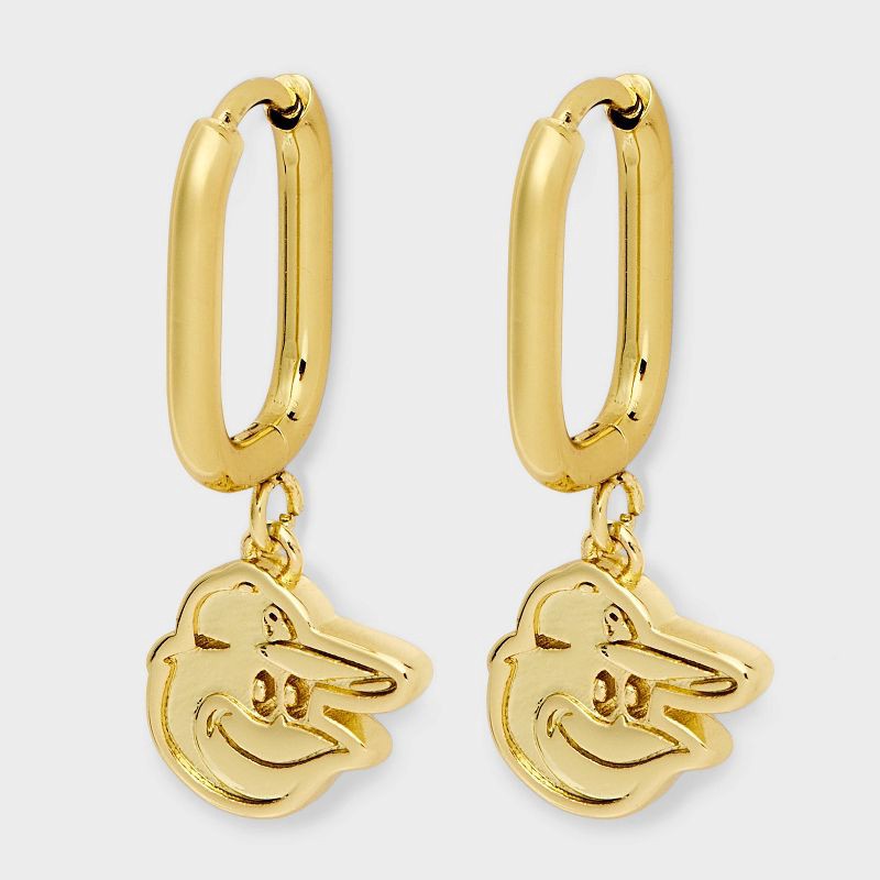 Bijoux Sport by Luv Aj MLB Gold Logo Huggie Earrings - Baltimore