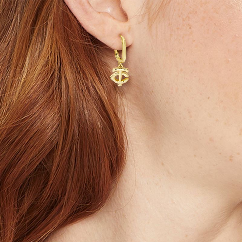 slide 2 of 3, Bijoux Sport by Luv Aj MLB Gold Logo Huggie Earrings - Minnesota Twins: Brass Snap Closure Hoop Pair, 1 ct