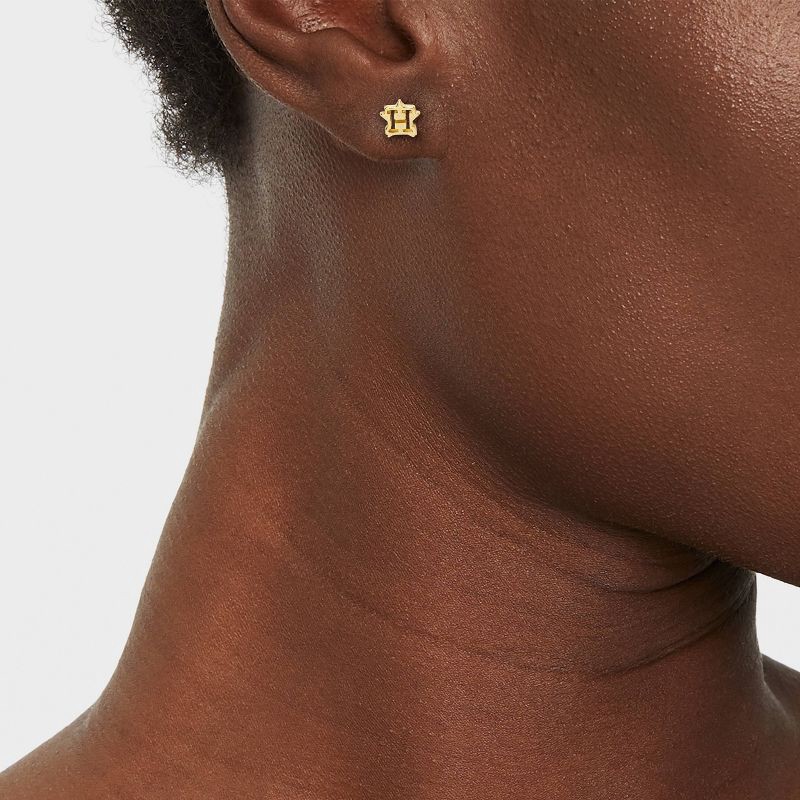 slide 2 of 3, Bijoux Sport by Luv Aj MLB Gold Logo Stud Earrings - Houston Astros: Brass Post Closure, 1" Length, 1" Width, Single Pair, 1 ct
