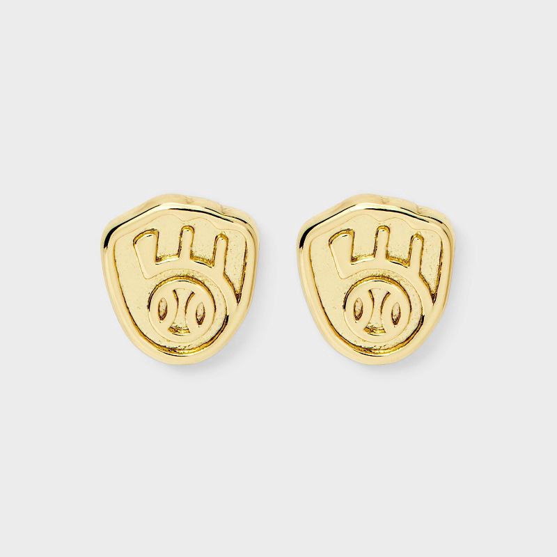 10K BELIEVER JEWERY Mets ピアス IN-PUT-OUT Bijoux Sport by Luv Aj MLB Gold Logo Stud Earrings - Milwaukee