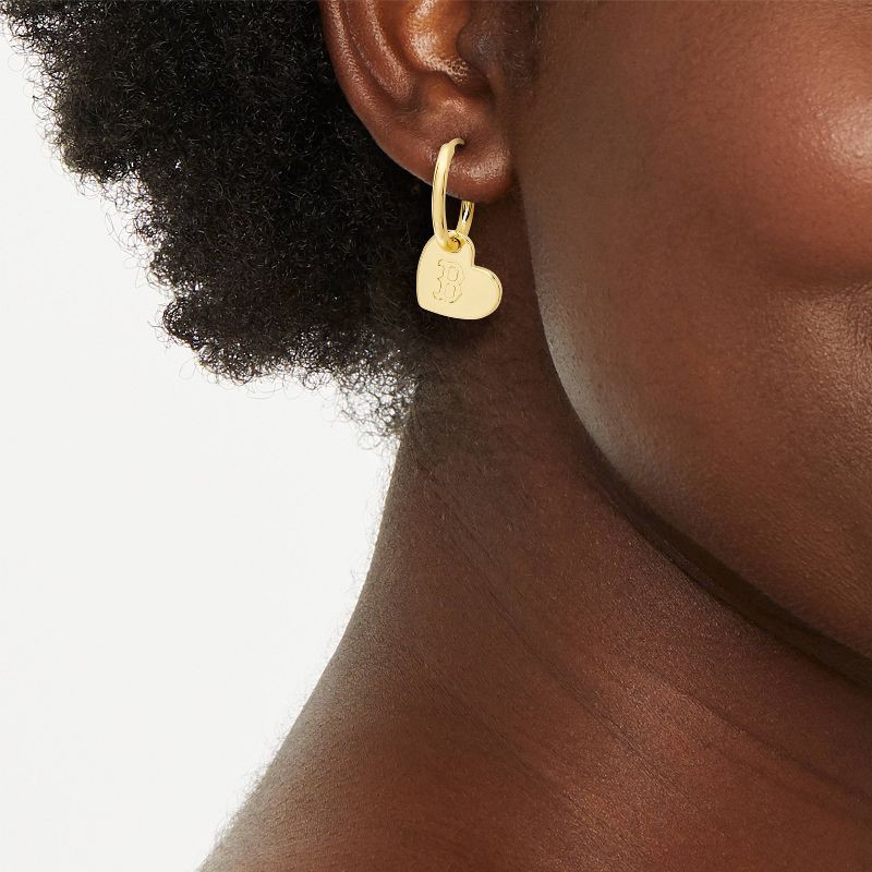 slide 2 of 3, Bijoux Sport by Luv Aj MLB Gold Logo Heart Hoop Earrings - Boston Red Sox: Brass Snap Closure, 1" Size, 1 ct