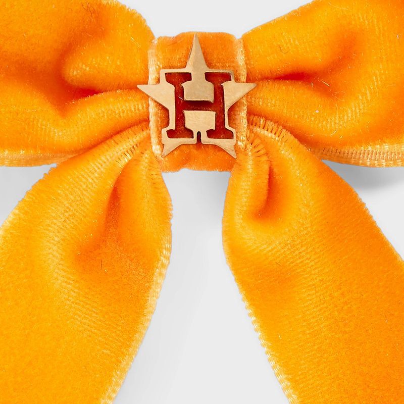 slide 2 of 2, Bijoux Sport by Luv Aj MLB Logo Velvet Hair Bow - Houston Astros: Polyester & Stainless Steel Hair Clip, 1 ct