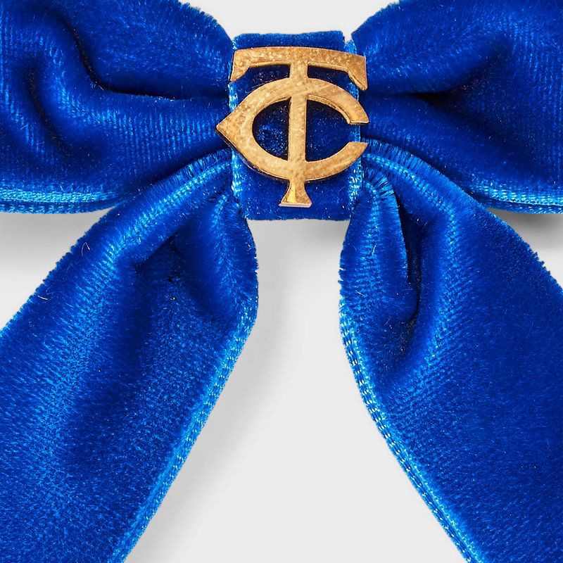 slide 2 of 2, Bijoux Sport by Luv Aj MLB Logo Velvet Hair Bow - Minnesota Twins: Hair Styling Clip, Polyester & Steel, 1 ct