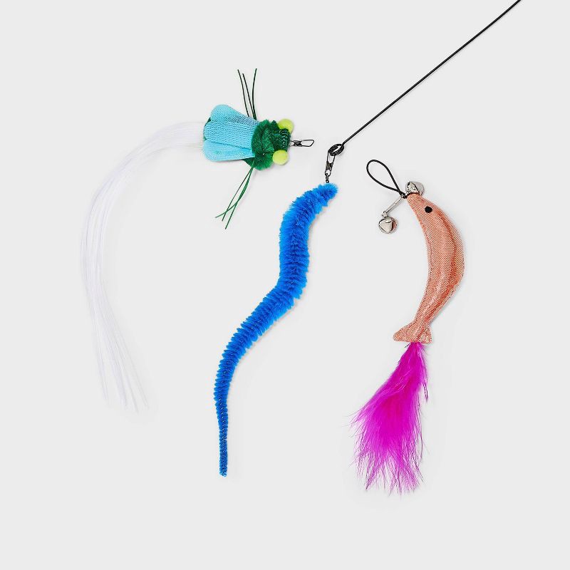 slide 3 of 3, 31" Figural Wand Wire Cat Teaser Toy - Boots & Barkley™, 1 ct