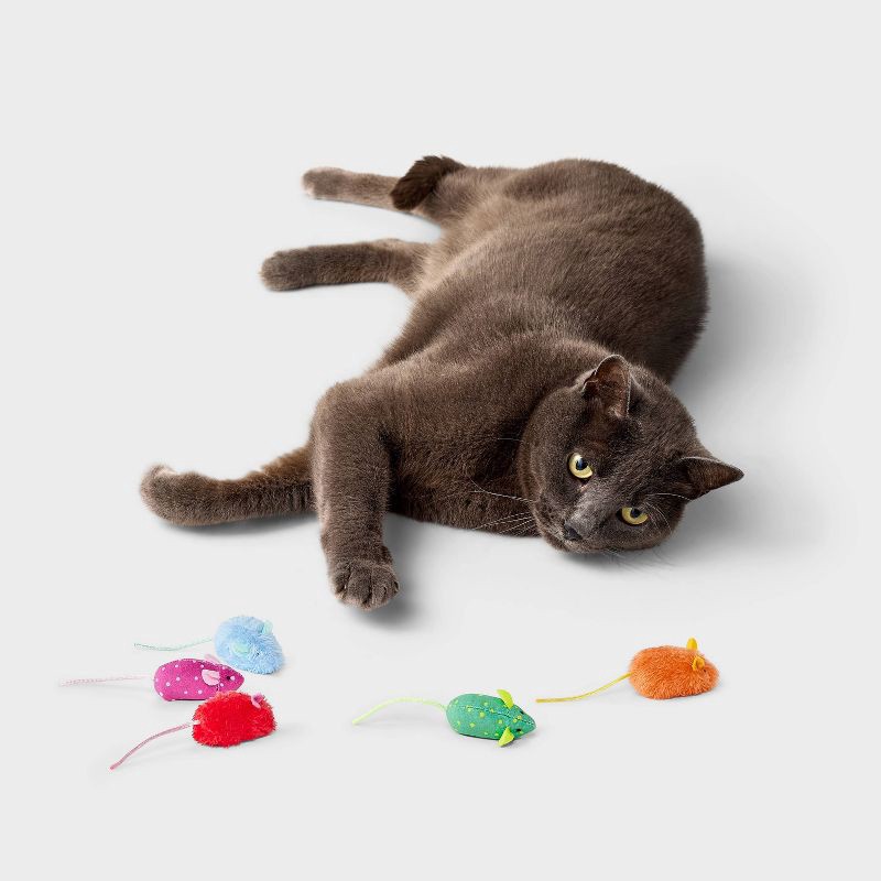 slide 2 of 3, Mouse Skitter Critters Cat Plush Toy Set - 5pc - Boots & Barkley™, 5 ct