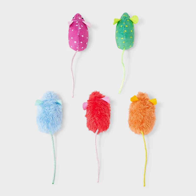 slide 3 of 3, Mouse Skitter Critters Cat Plush Toy Set - 5pc - Boots & Barkley™, 5 ct