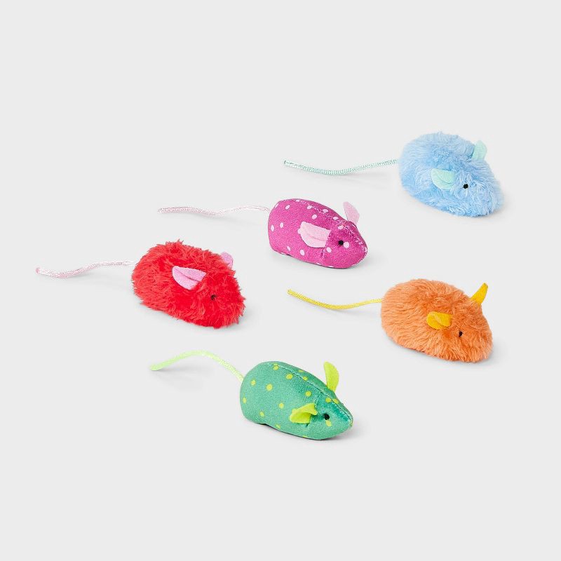 slide 1 of 3, Mouse Skitter Critters Cat Plush Toy Set - 5pc - Boots & Barkley™, 5 ct