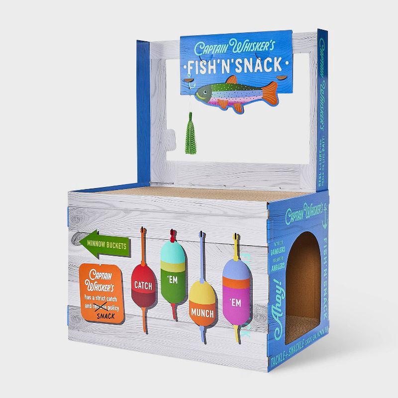 slide 2 of 3, Fish N Snack Shack Novelty Cat Scratcher - Assorted Grays - 31" - Boots & Barkley™, 1 ct